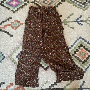 VINTAGE Free People Cropped Wide Leg Pants ~ Floral Brown | L